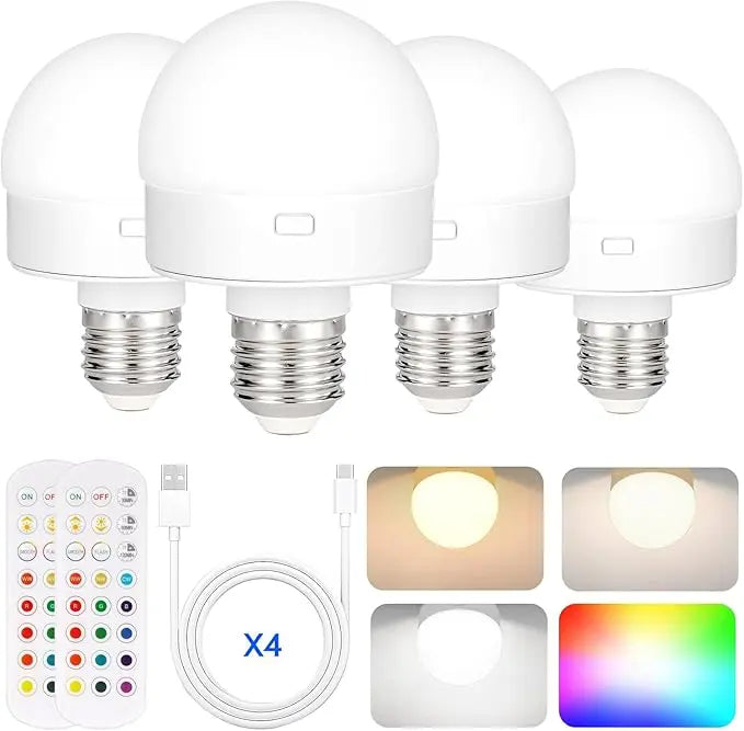 Lumora™ | Uppladdningsbar Trådlös LED-lampa med Fjärrkontroll – 15 Färger & Dimmer (E12, E14 och E26/E27)