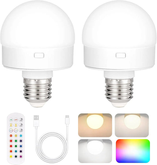 Lumora™ | Uppladdningsbar Trådlös LED-lampa med Fjärrkontroll – 15 Färger & Dimmer (E12, E14 och E26/E27)