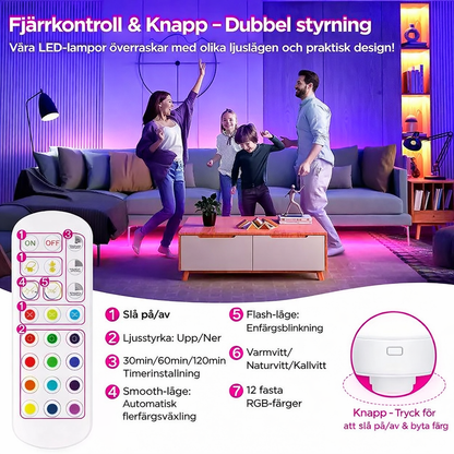 Lumora™ | Uppladdningsbar Trådlös LED-lampa med Fjärrkontroll – 15 Färger & Dimmer (E12, E14 och E26/E27)
