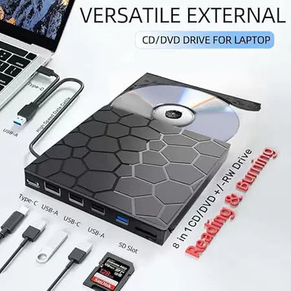 SkivaDock™ | 8-i-1 extern CD/DVD – spela upp, bränn och lagra filmer, musik och foton
