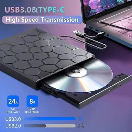 SkivaDock™ | 8-i-1 extern CD/DVD – spela upp, bränn och lagra filmer, musik och foton