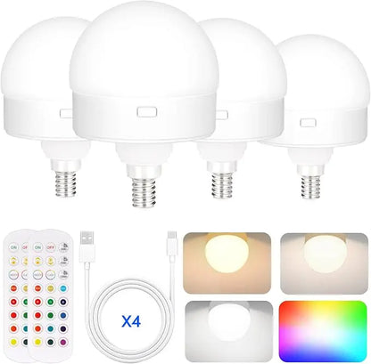 Lumora™ | Uppladdningsbar Trådlös LED-lampa med Fjärrkontroll – 15 Färger & Dimmer (E12, E14 och E26/E27)