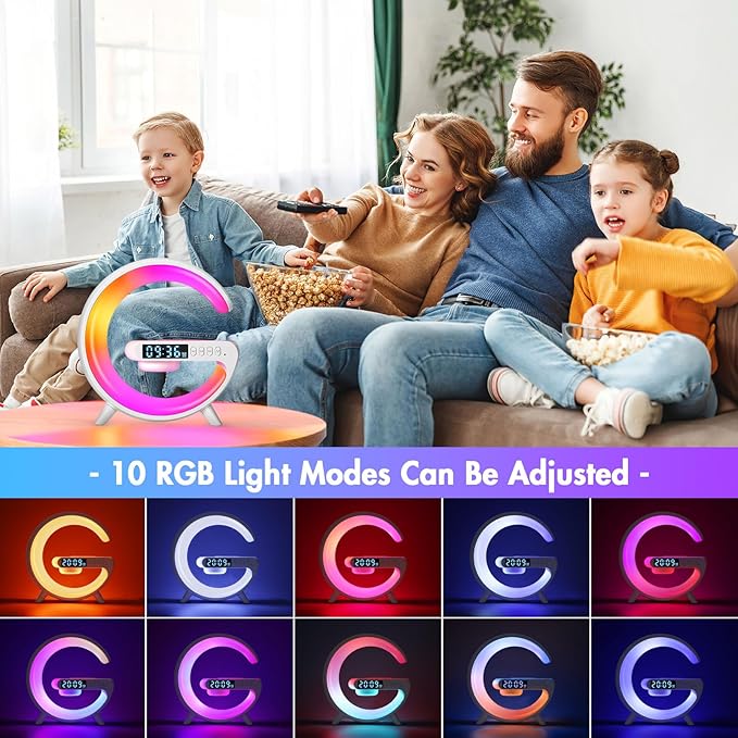 LumiBeat™ | Soluppgångsväckarklocka, Bluetooth-högtalare, trådlös laddare, stämningsbelysning!