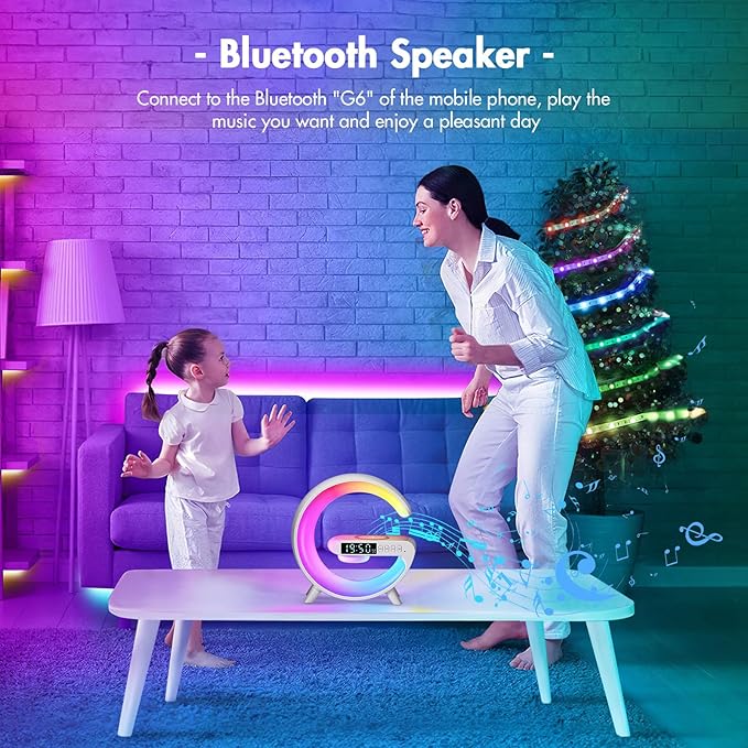 LumiBeat™ | Soluppgångsväckarklocka, Bluetooth-högtalare, trådlös laddare, stämningsbelysning!
