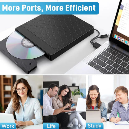 SkivaDock™ | 8-i-1 extern CD/DVD – spela upp, bränn och lagra filmer, musik och foton