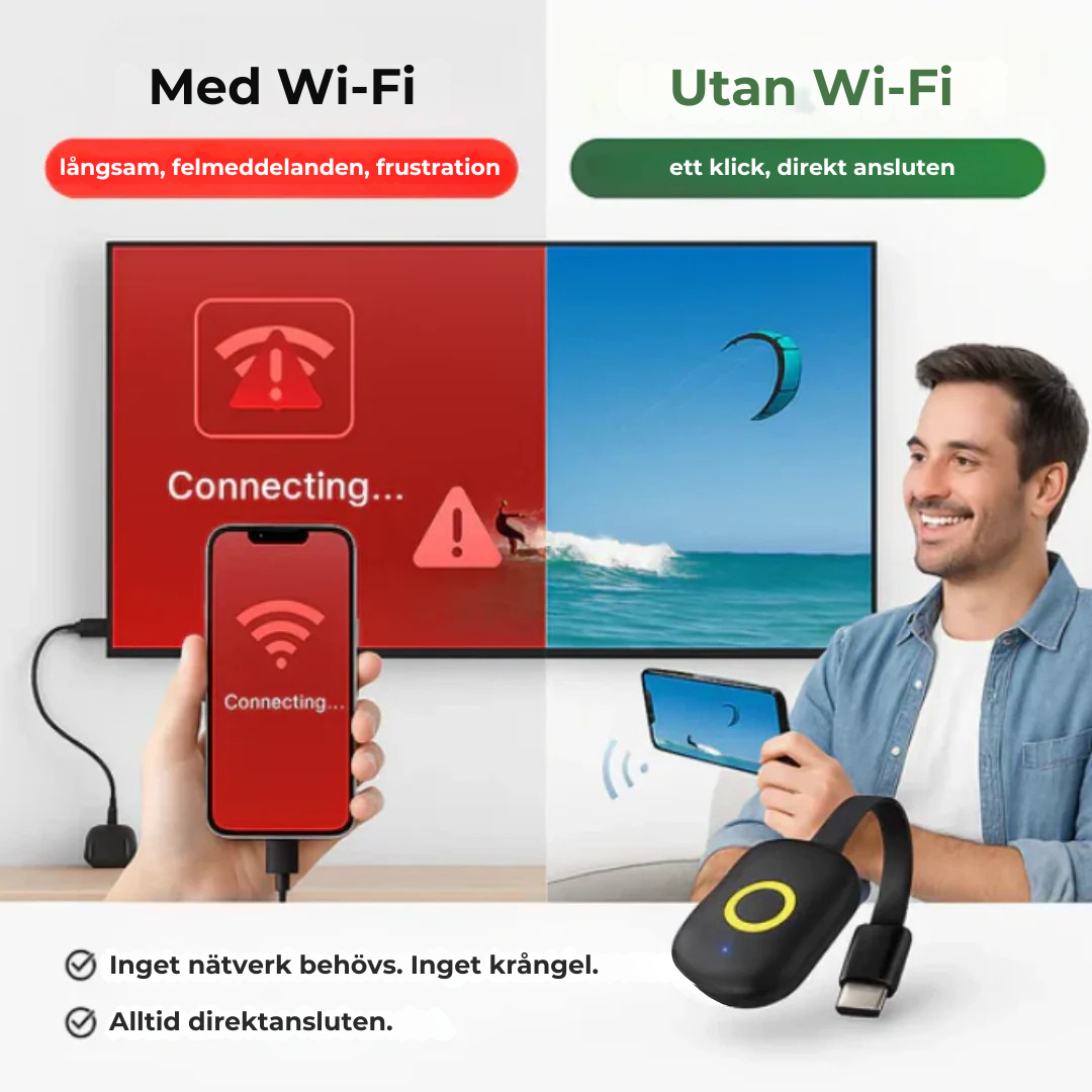 StreamLänk™ | Spegla din telefon direkt till din TV – inget Wi-Fi eller kablar!