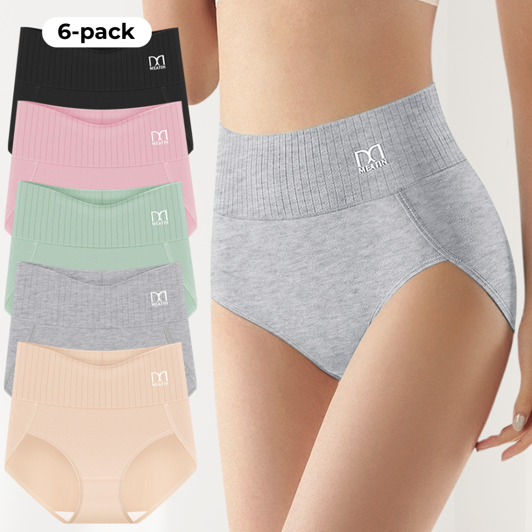 Siluvelle™ | A 6-pack of breathable and comfortable high-waisted briefs with tummy control